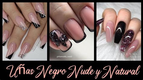 uñas nude con negro|unas nude con negro